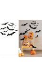 12 zwarte vleermuis silhouetten 10 - 30 cm halloween