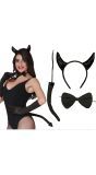 3 delige zwarte duivel set halloween