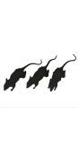 3 zwarte ratten 6 cm halloween