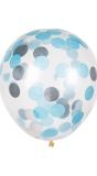 5 Confettiballonnen met Blauw en Zilver