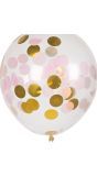 5 Confettiballonnen met Roze en Goud