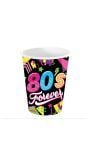 6 papieren drinkbekers 80's 240 ml