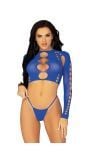 Blauwe cirkel croptop lingerieset dames