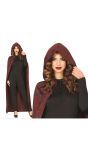 Bruine cape met capuchon 120 cm