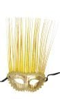 Carnival oogmasker met kuif goud