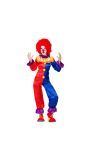 Clown kostuum dames rood blauw