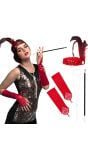 Deluxe 20's flapper accessoireset rood elegant retro