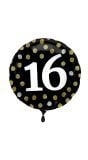 Folieballon glossy 16 happy birthday zwart