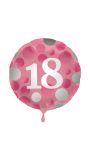 Folieballon glossy 18 happy birthday roze