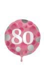 Folieballon glossy 80 happy birthday roze