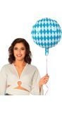 Geruiten Folieballon Oktoberfest Blauw-Wit