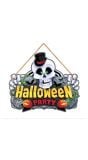 Houten "Halloween party" skelet bord 35 x 20 cm halloween