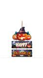 Houten "Happy Halloween" pompoen bord 3 delig 32 x 21 cm