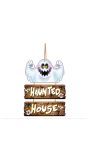 Houten "Haunted house" spook bord 3 delig 32 x 21 cm halloween