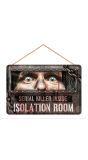 Houten "Isolation room" bord 35 x 20 cm halloween