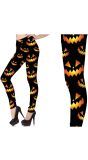 Legging dames zwart halloween neon pompoen