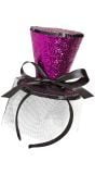 Mini paarse glitter hoge hoed