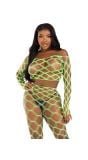 Neon groene visnet croptop leggingset dames