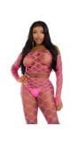 Neon roze visnet croptop leggingset dames