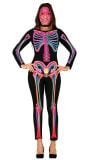 Neon skelet skinsuit halloween dames