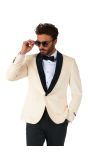 Opposuits Deluxe Men's Colbert Dinner Jacket - Ivory Champagne Wit