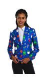 Opposuits Women's Colbert Festivity Kerst Blauw