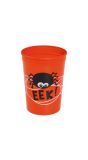 Oranje beker met spin 11 cm halloween