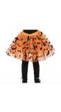 Oranje/zwarte tutu vleermuis kind 30 cm halloween