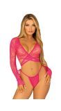 Paars roze croptop lingerieset dames