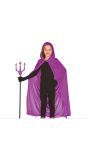 Paarse cape met capuchon kind 100cm