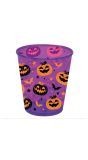 Paarse drinkbeker pompoen en vleermuis plastic 10 cm halloween