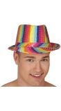 Regenboog pailletten fedora