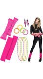 Retro 80s accessoires set neon roze