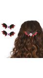 Set van 2 vleermuis met nepoog haarclips 10 cm halloween