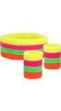 Set van 3 Zweetbandjes neon 80's