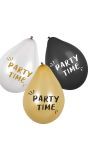 Set van 6 Latex Verjaardagsballonnen 'Party Time'