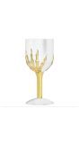 Skelethand wijnglas wit/goud 18 cm halloween