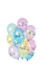 Transparante happy birthday pastel ballonnen 12 stuks