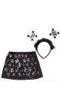 Tutu met haarband set schedels kind 30 cm