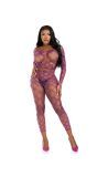 Violet paarse visnet croptop leggingset dames