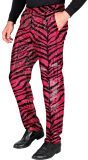 Zebraprint pailletten broek roze