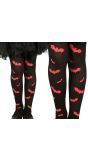 Zwart rode vleermuis panty kind halloween