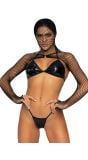 Zwarte bikini set met visnet top dames