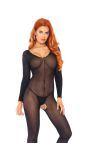 Zwarte bodystocking lange mouwen dames