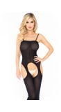 Zwarte bodystocking met aangehechte bretels dames