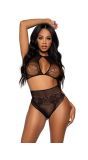 Zwarte halter croptop lingerieset dames