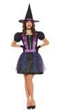 Zwarte heks sterren jurk halloween dames