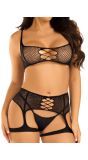 Zwarte lingerieset met harnas top dames