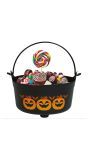 Zwarte pompoen snoepketel met hendel 24 x 23 x 15 cm halloween