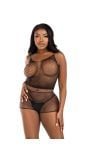 Zwarte visnet lingerieset dames